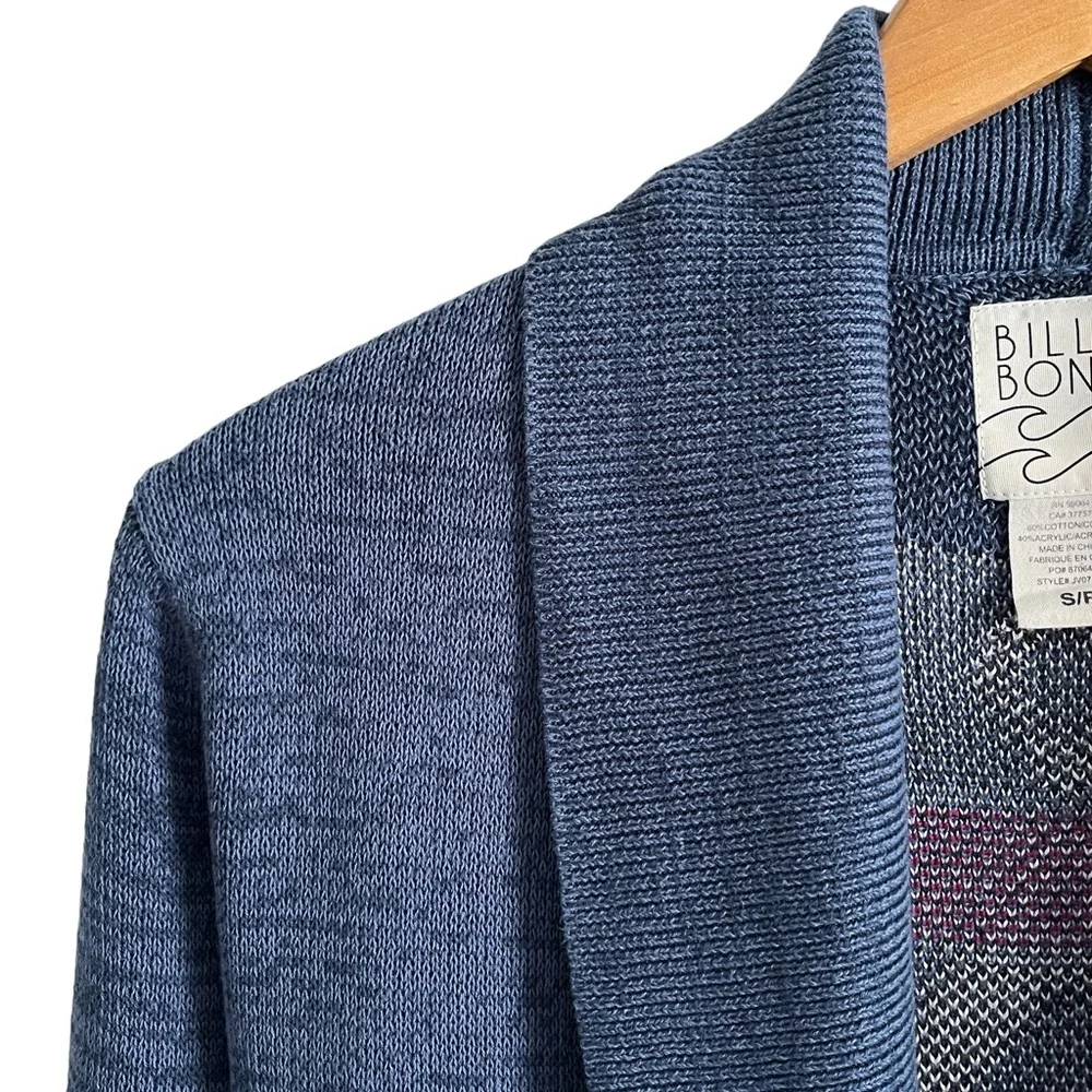 Blue Patterned Belted Shawl Cardigan Sweater - Picture 4 of 16